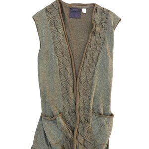 GUINIVERE ANTHROPOLOGIE Linen Blend Open Long Cardigan Sweater Women's MEDIUM‌‌‌